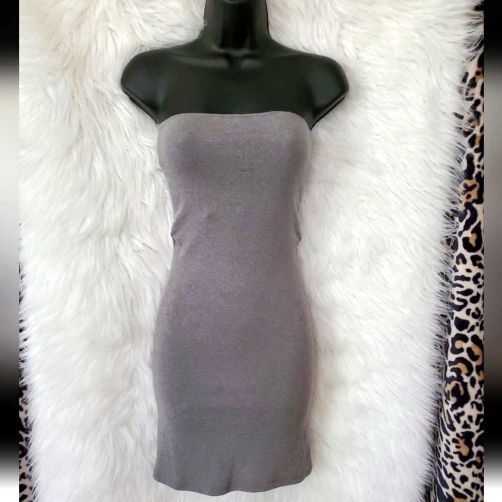 ENR Grey Bodycon Strapless Dress